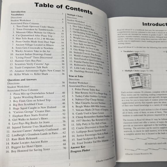 Read All About It Susan Fineman Workbook Grades 6-7 Teacher Created Resources - Picture 3 of 16